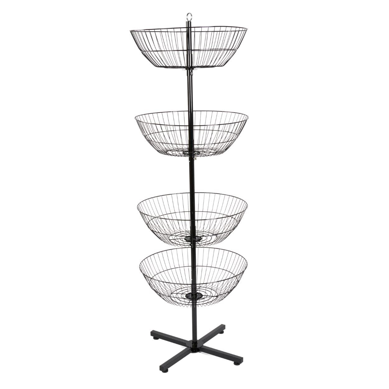 4 Basket Display Wire Floor Tier Spinner Rack Dump Bin Retail Merchandising 63"