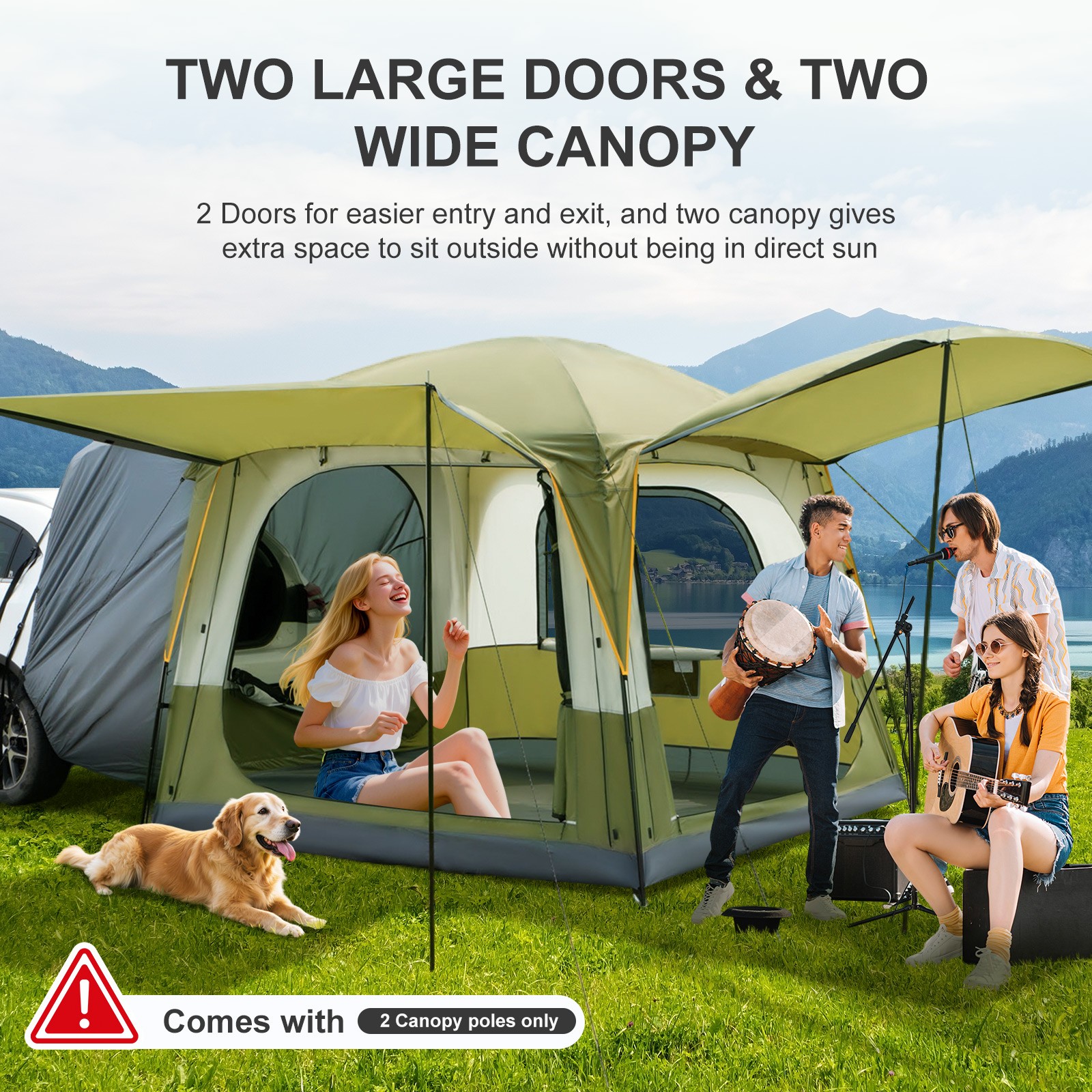 Car Tents PU 3000mm Waterproof for Camping 4-6 People Tailgate Tent for Car
