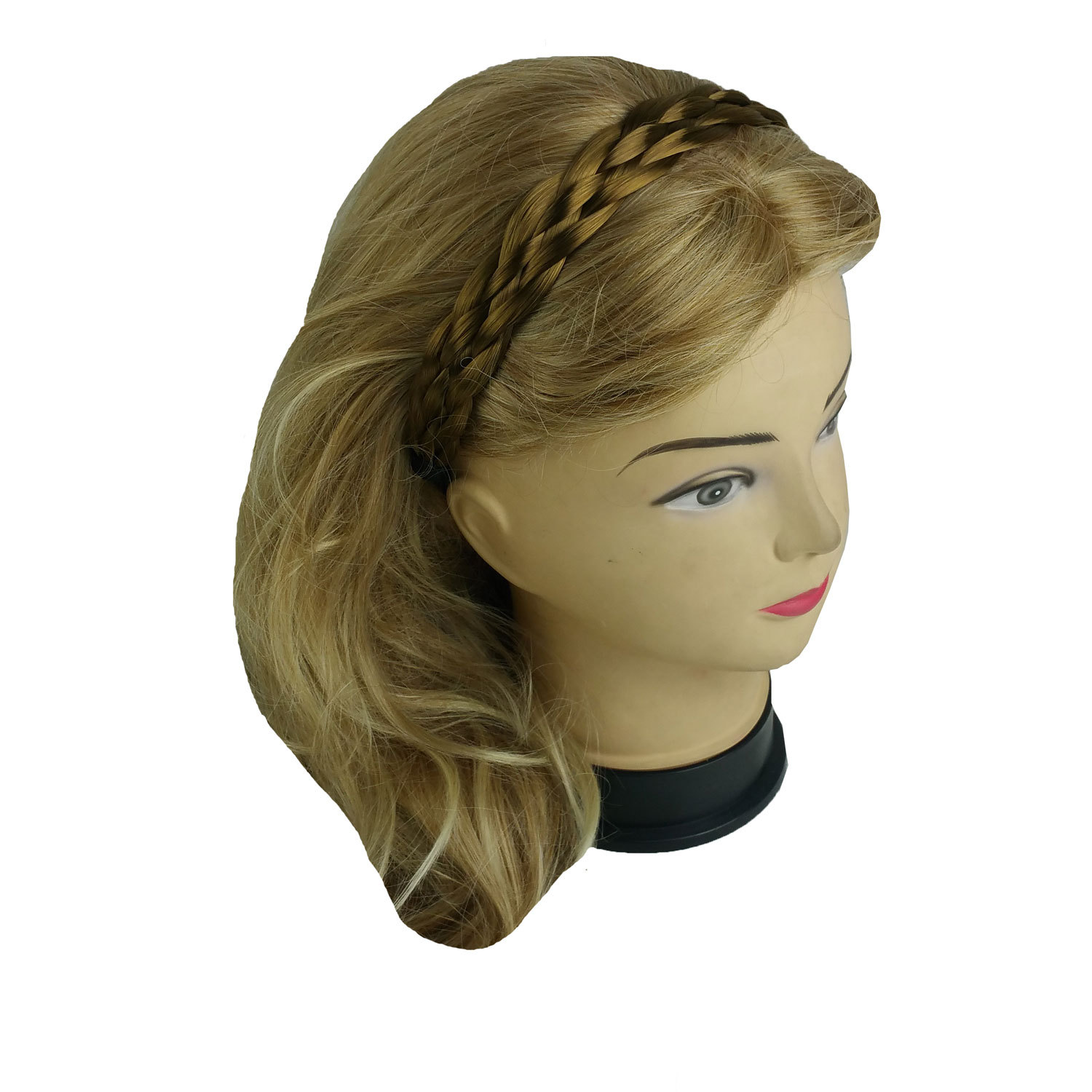 Synthetic Hair Band Plaited Headband Braided with Elastic 3/4"~1" Wide