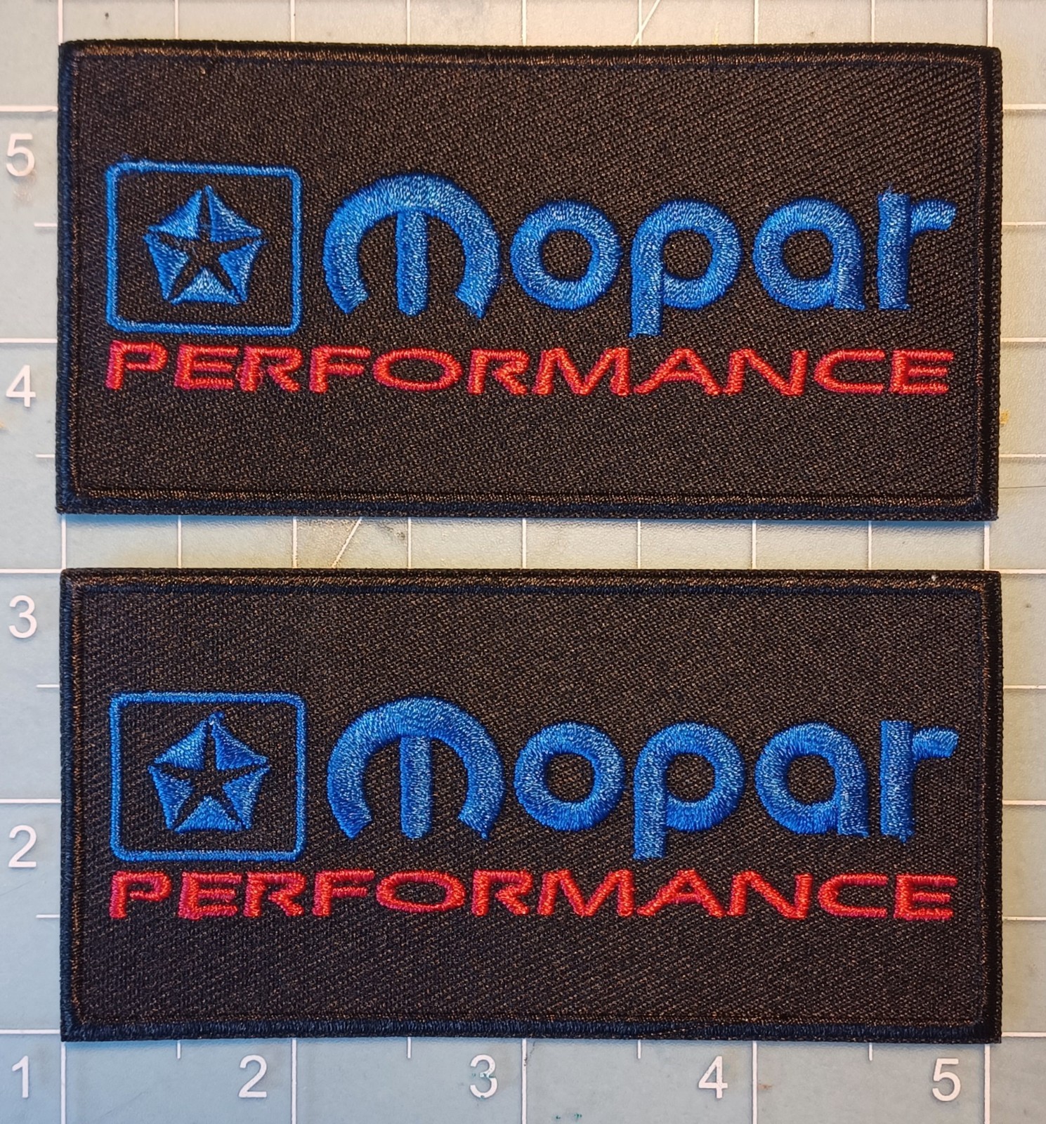 Mopar Performance Embroidered Iron-On Patch 4x2" Set of 2 NEW Dodge FREE SHIP