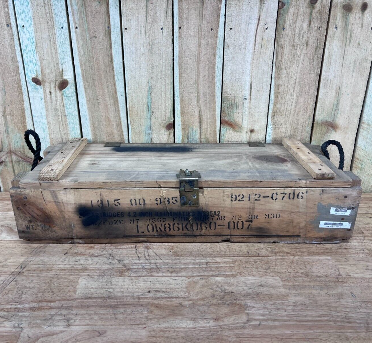 Wooden Surplus Ammo Crate M2 M30 Mortar Explosives Box U.S. Military Munitions