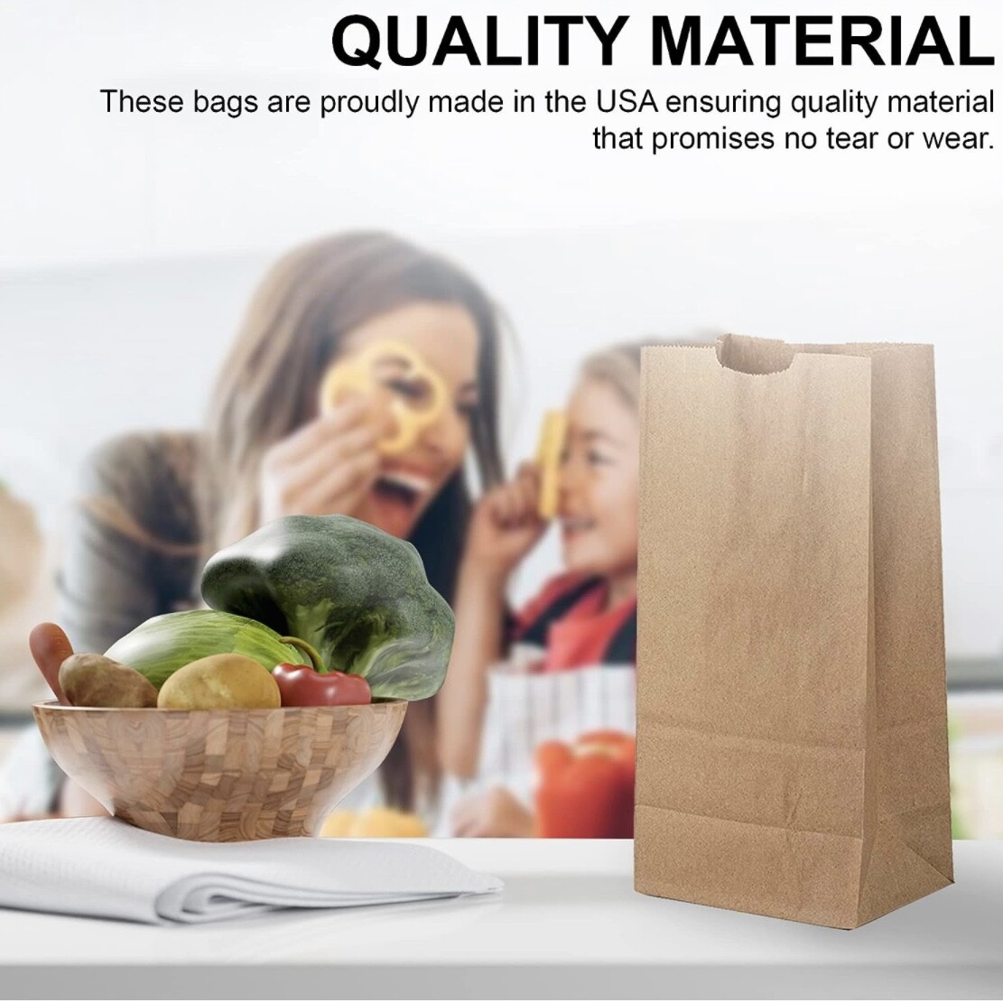 Brown Paper Bag Lunch Grocery Shopping Take out Bags Capacity 2, 4, 6, 8, 12 Lbs