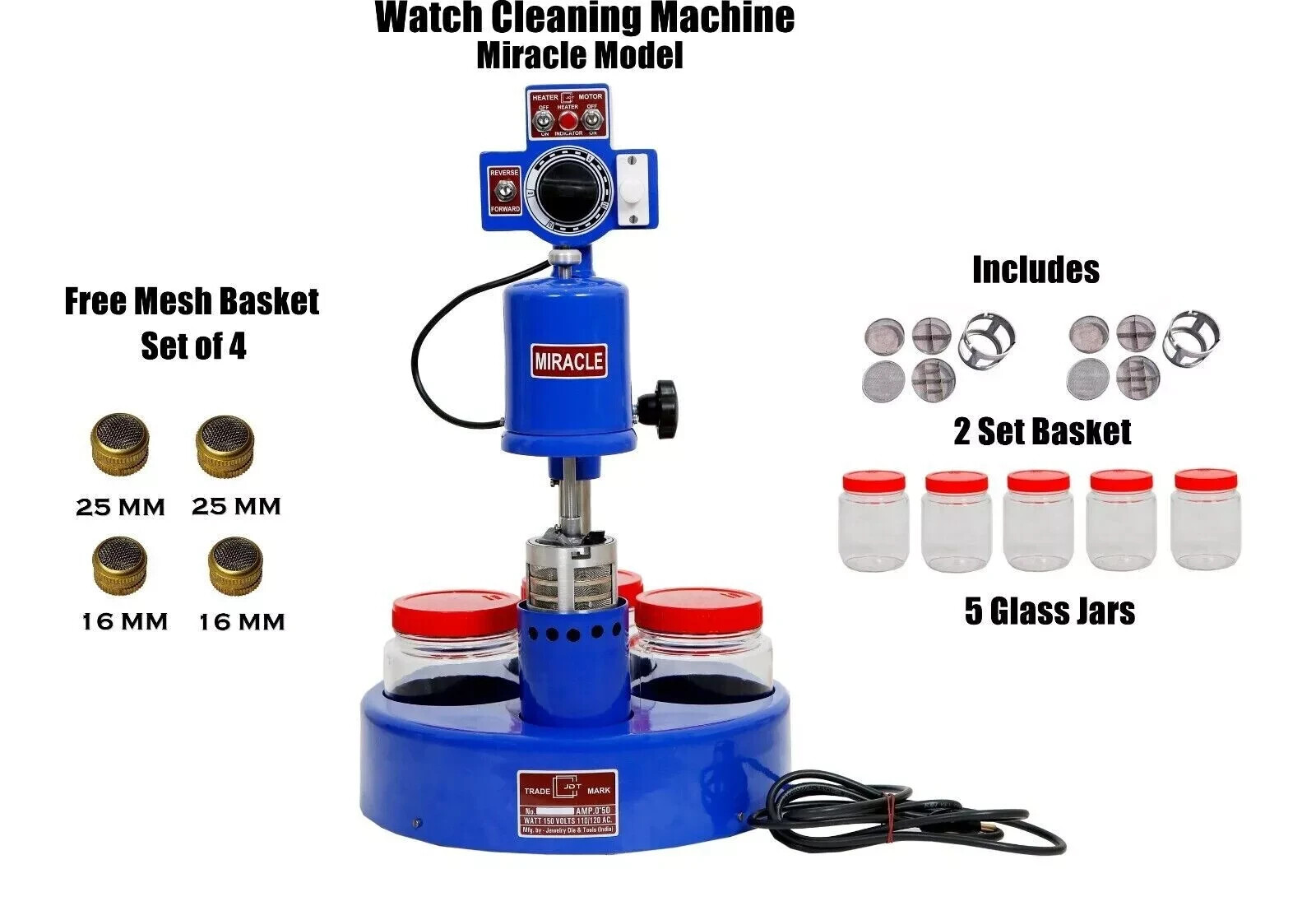 JDT Watch Cleaning Machine Miracle 110 Watt/Volts| Free Express Shipping|