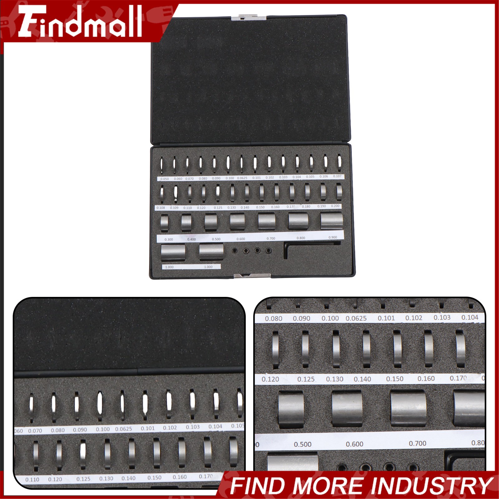Findmall 0.050" to 1" 36 PCS Steel Round Space Gage Block Hardened Set