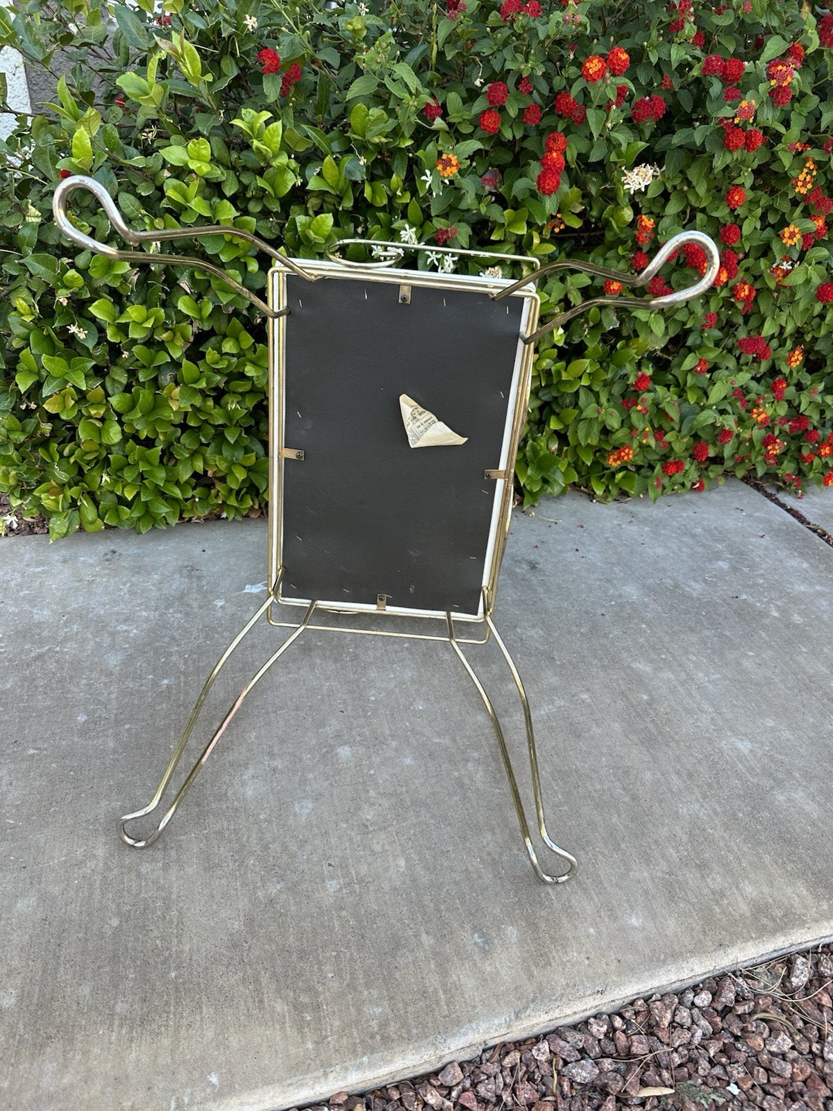 Vanity Bench White Tufted Seat Gold Metal Pearl Wick Vintage Stool