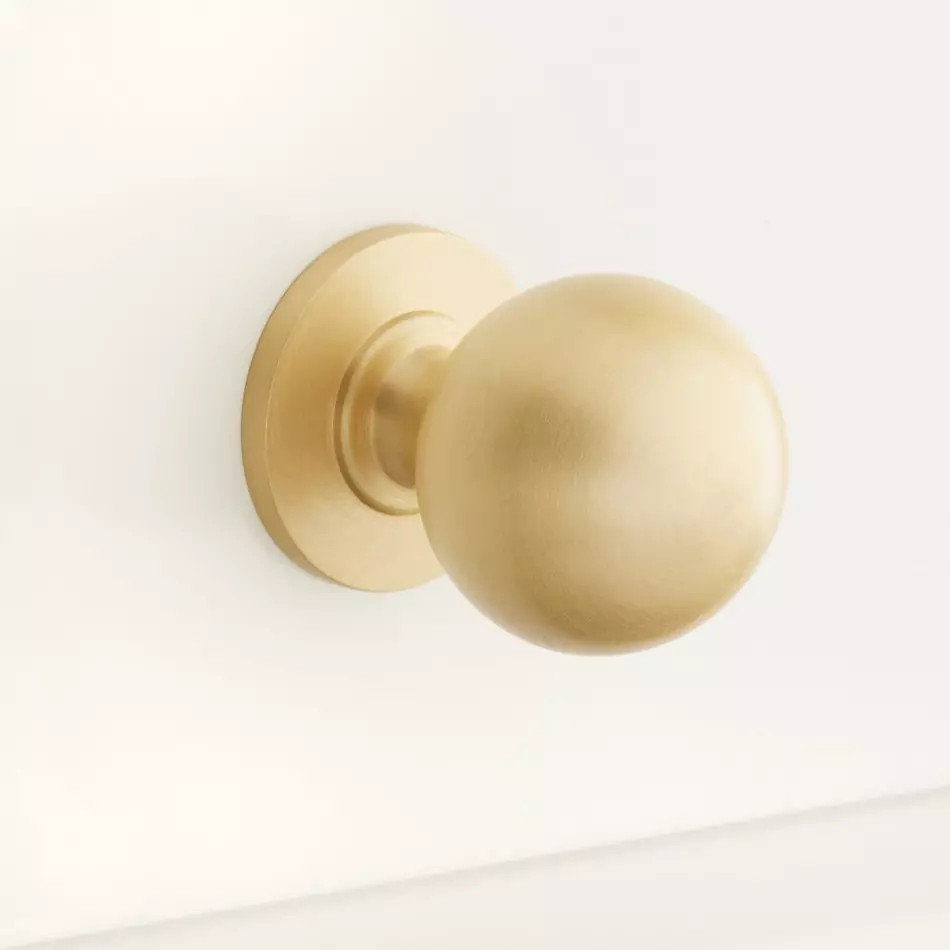 1-1/4" Rodino Solid Brass Round Cabinet Knob - Satin Brass (set of two)