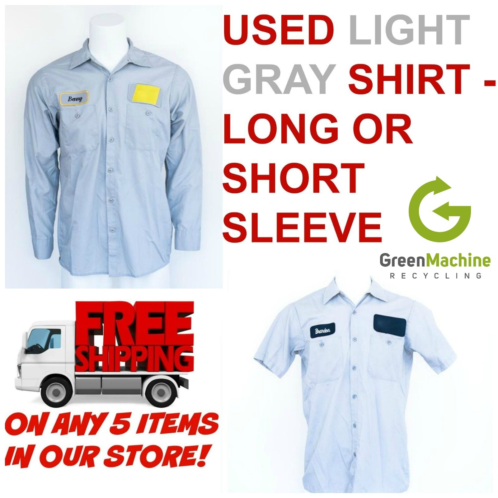Cintas Red Kap Unifirst G&K Light Gray Used Work Shirts