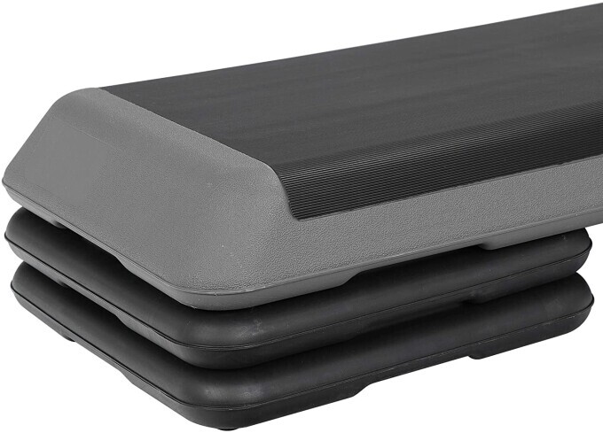 43'' Exercise Aerobic Step Platform Adjustable Fitness Stepper w/4 Risers Grey