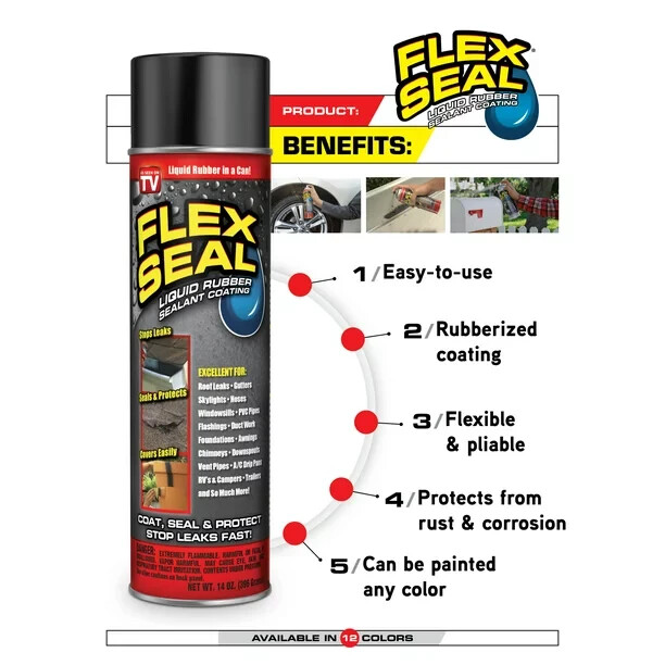 Flex Seal Spray BLACK Liquid Rubber Sealant Coating, 14 oz NEW! Free Shipping
