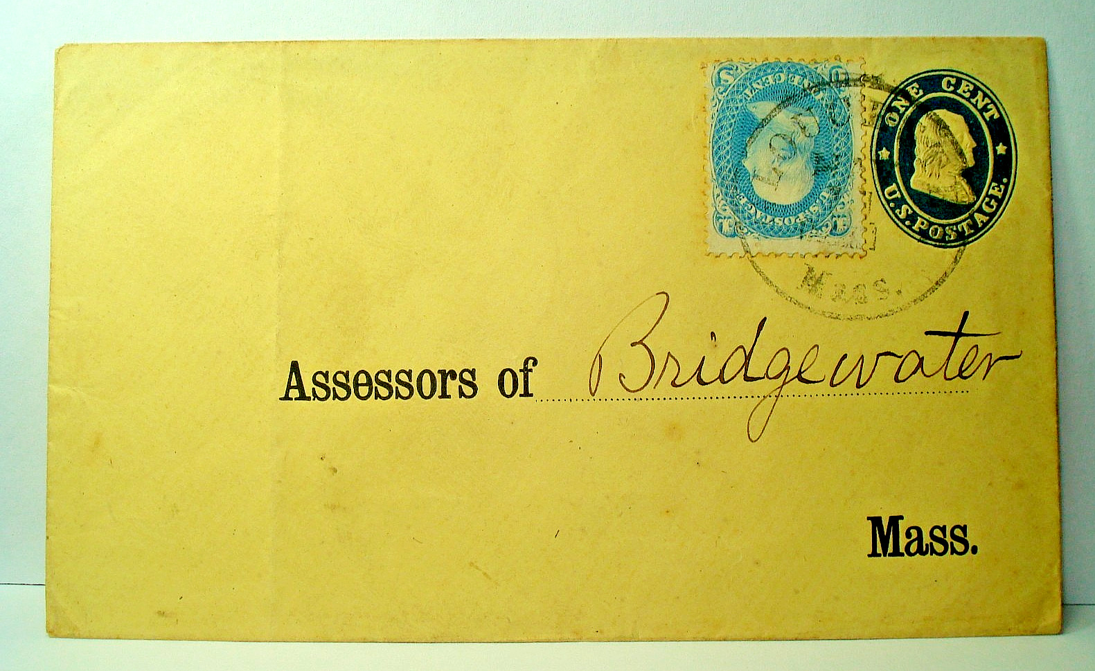 CIVIL WAR U19 Postal STAR DIE Entire + 1 CENT U.S. #63 COMBO GLOUCESTER MASS