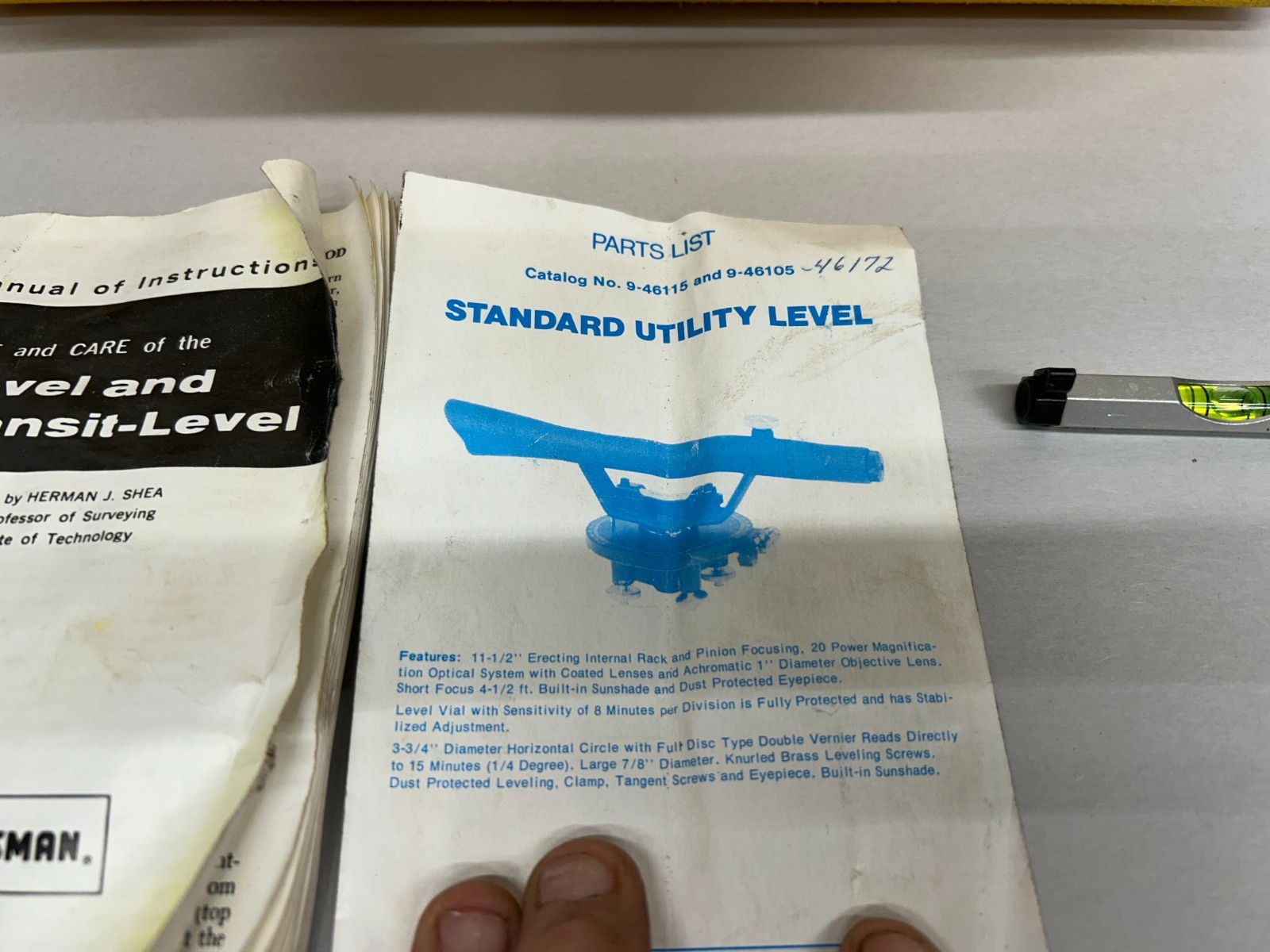 Vintage Sears Craftsman Transit Level Model 789.46172 With Case And Manual