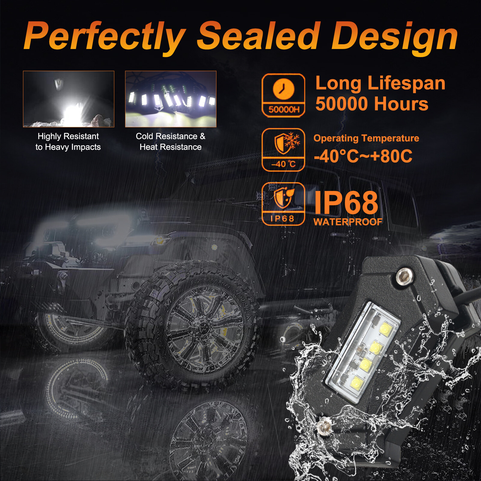 Rock Lights White for Truck Jeep Underglow Neon Light With Harness 12 Pods kits