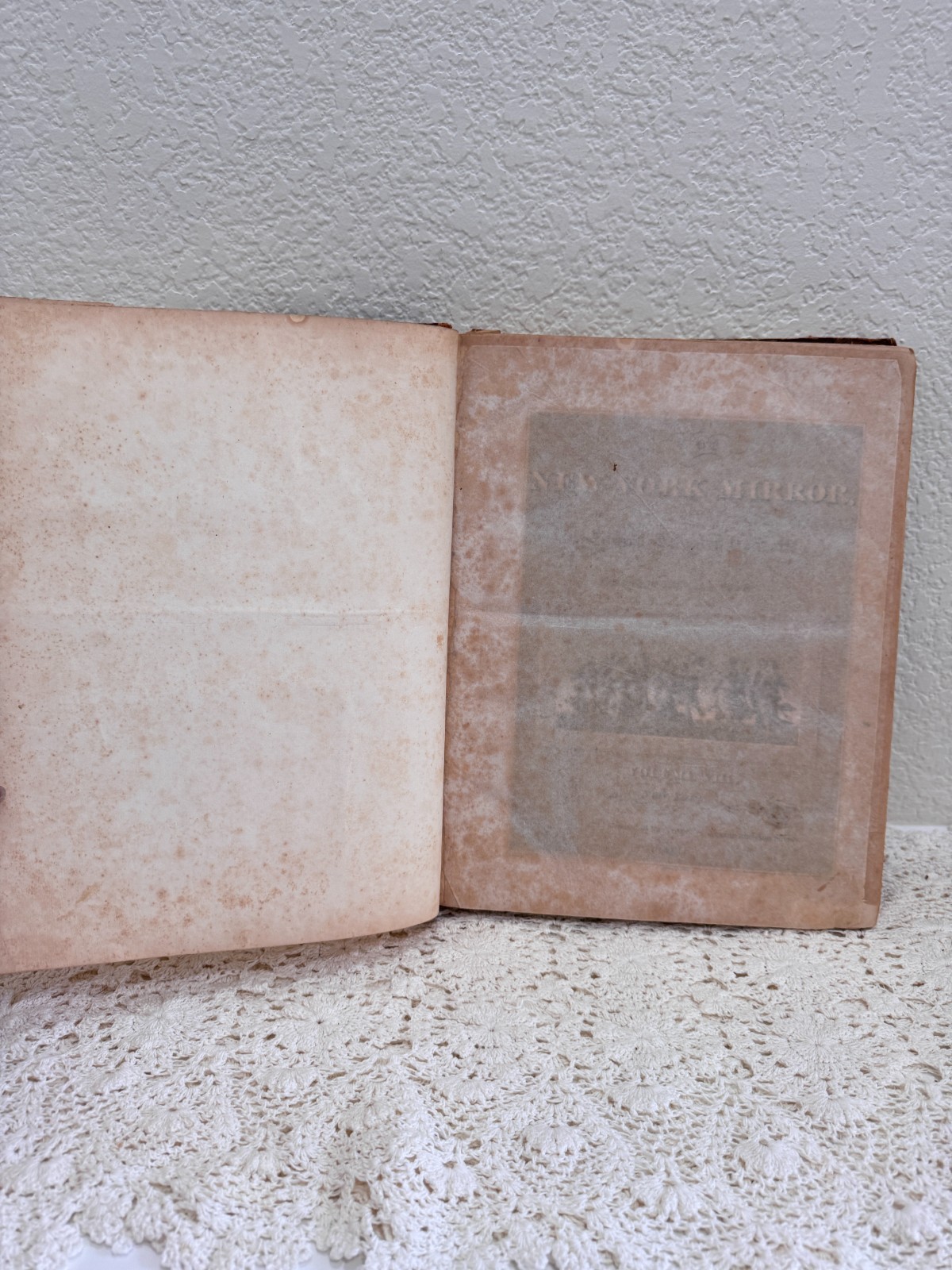 Antique 1830 New York Mirror Vol VIII w/ 1860 Valentine’s Manual Scrip Facsimile