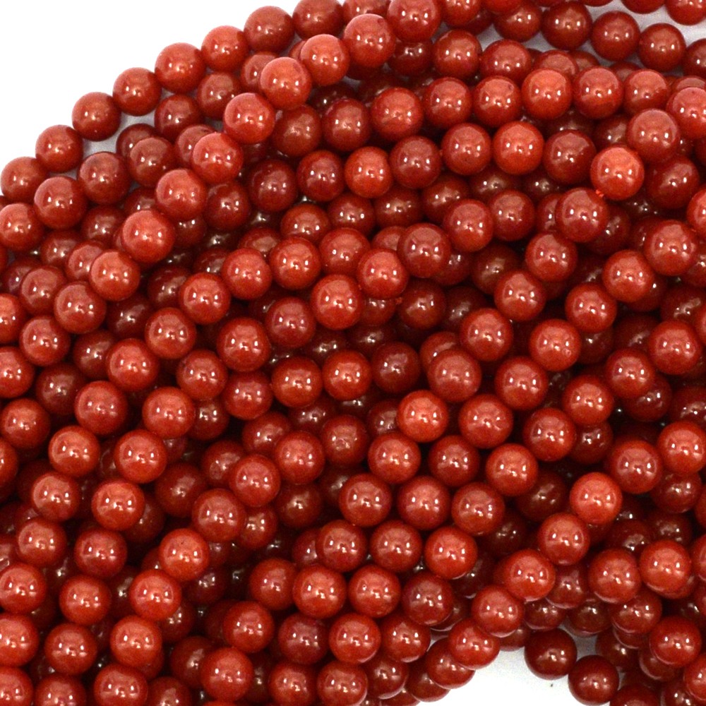 4mm red coral round beads 15.5" strand