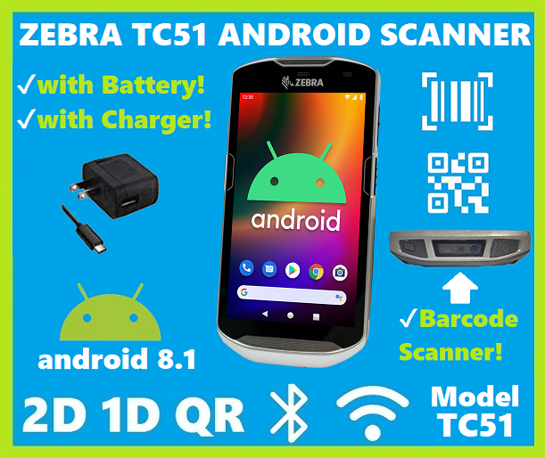 Zebra TC51 Wireless Android 2D/1D/QR Code Barcode Scanner Handheld, TC510K!🔥⭐