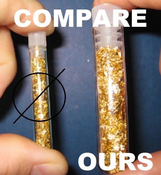 50 Large 5ml Vials, Filled Full of Gold Leaf Flakes!