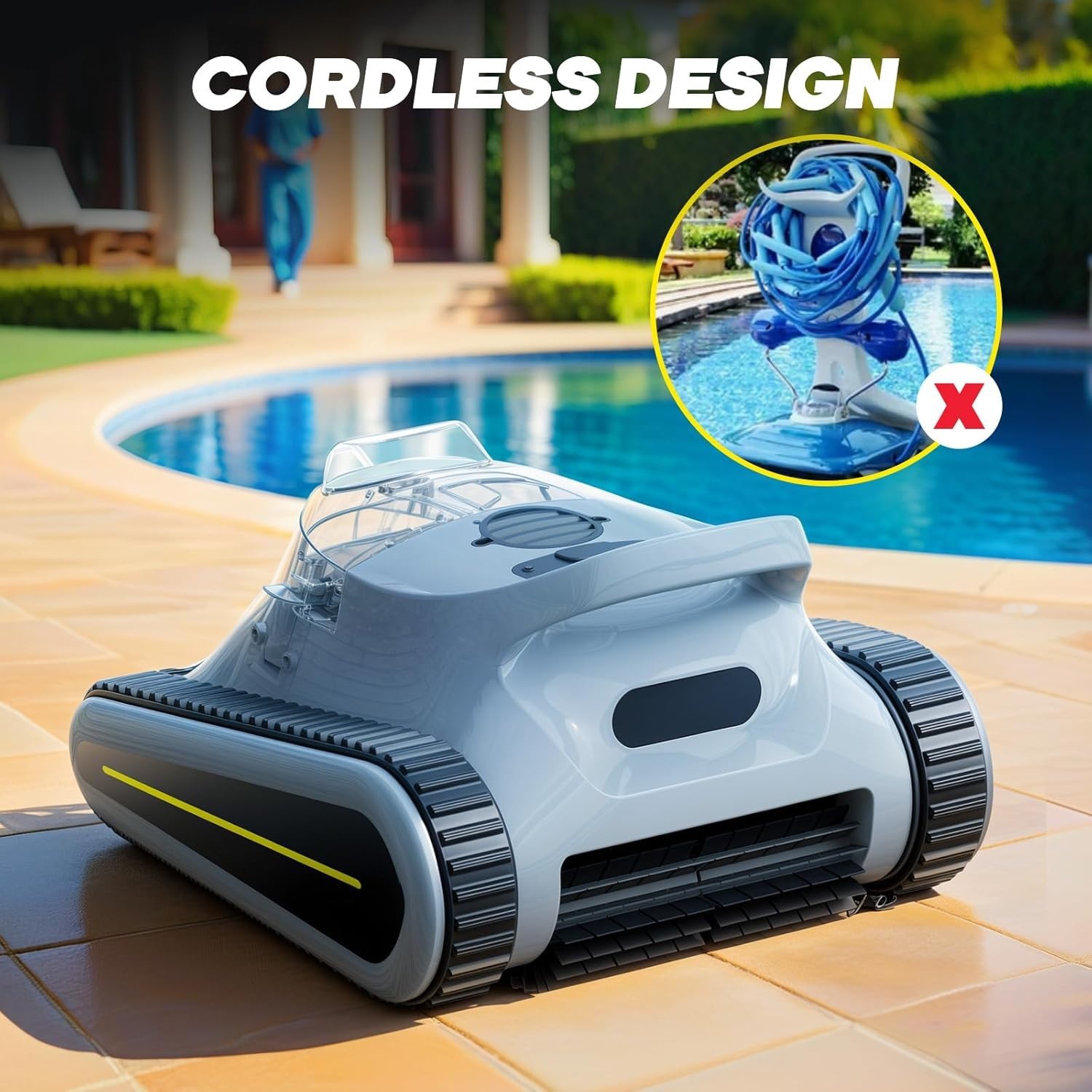 Seauto Crab Cordless Robotic Pool Vacuum, Wall-Climbing, Automatic Pool Cleaner