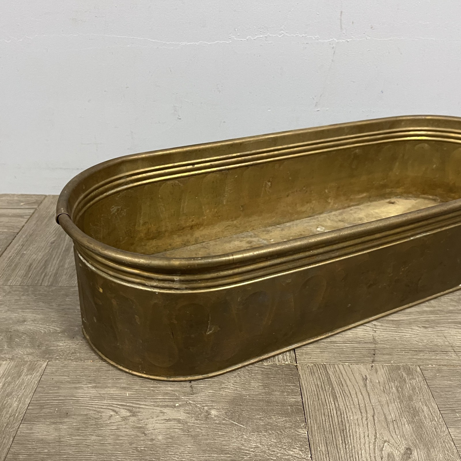 VTG 20" Oval Copper Garden Cache Pot Trough Planter Herb Window Box Farmhouse