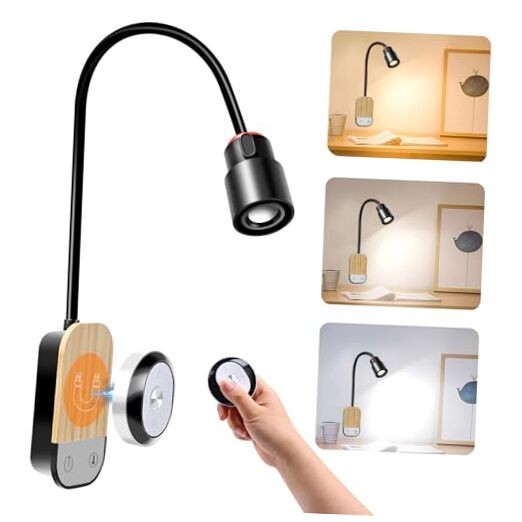 LED Wall Mounted Reading Light, Book Light for Reading in Bed with Touch Black