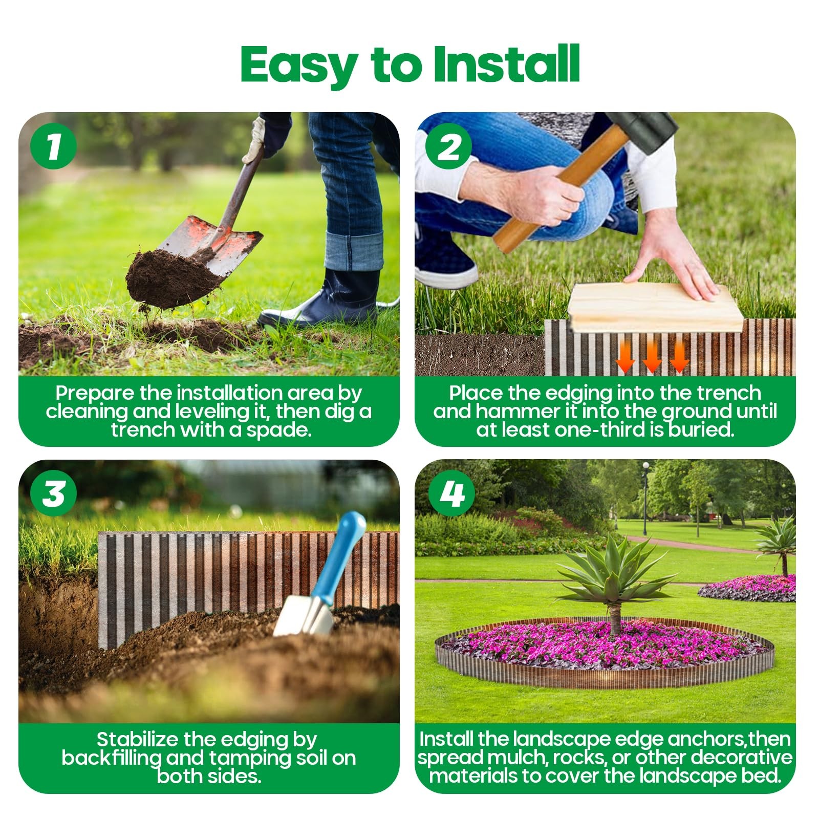 Corrugated Metal Garden Edging,Sturdy Tall Landscape Edging Borders with 6pcs...