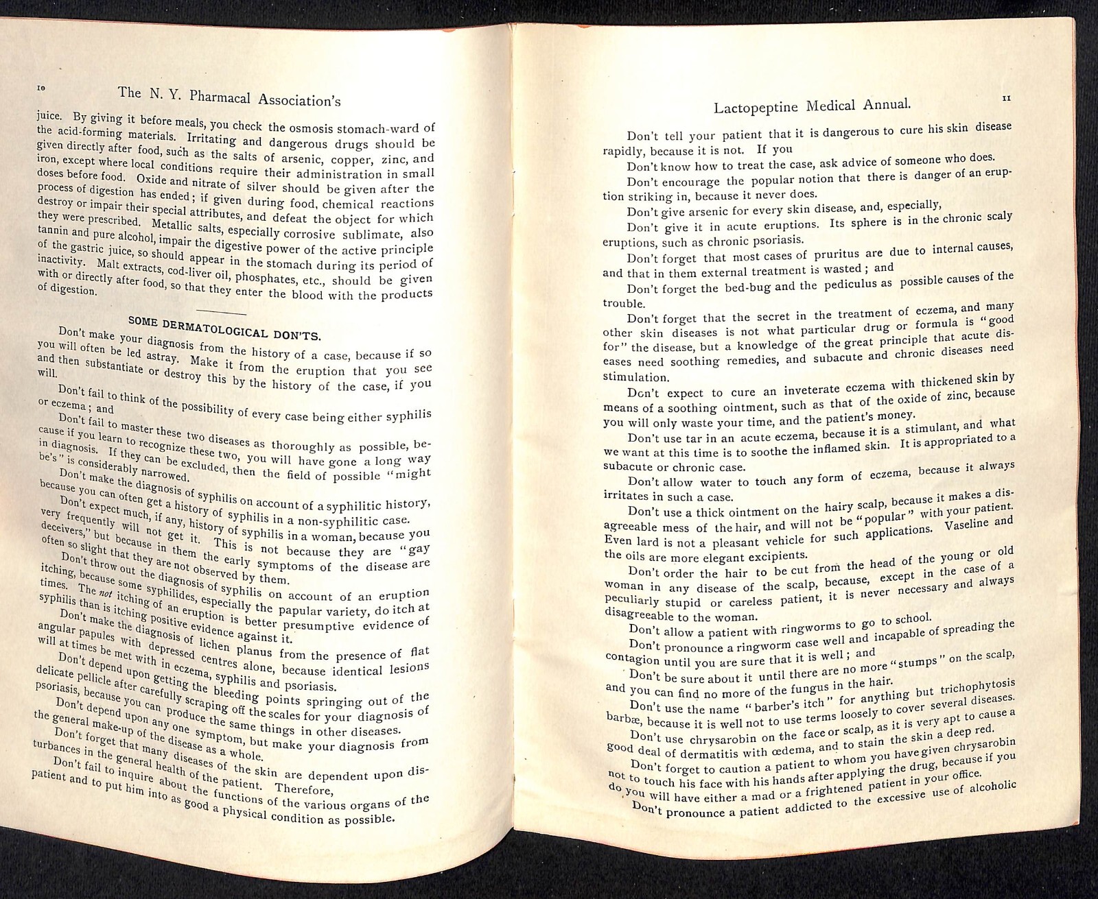 New York Pharmacal Association "Lactopeptine Medical Annual" 1889 32pp Scarce