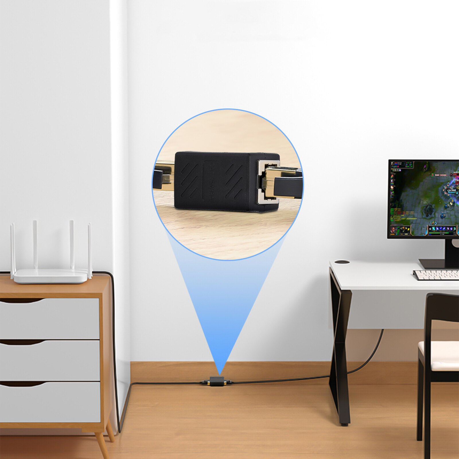 1-5PACK RJ45 Inline Coupler Cat6/Cat5e Ethernet Network Cable Extender Connector