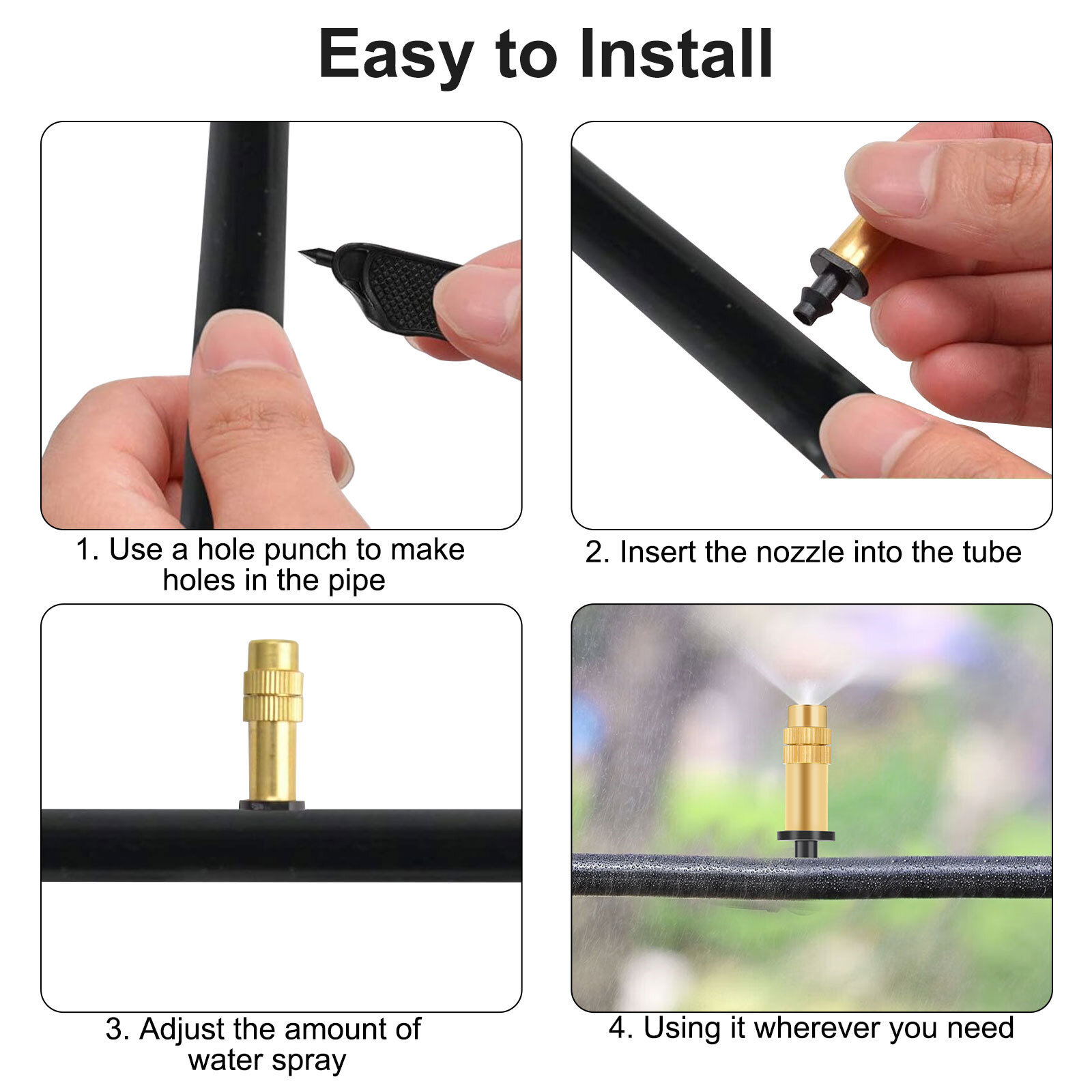 30PCS Adjustable Brass Misting Nozzles Spray Sprinkler Set for Garden Irrigation