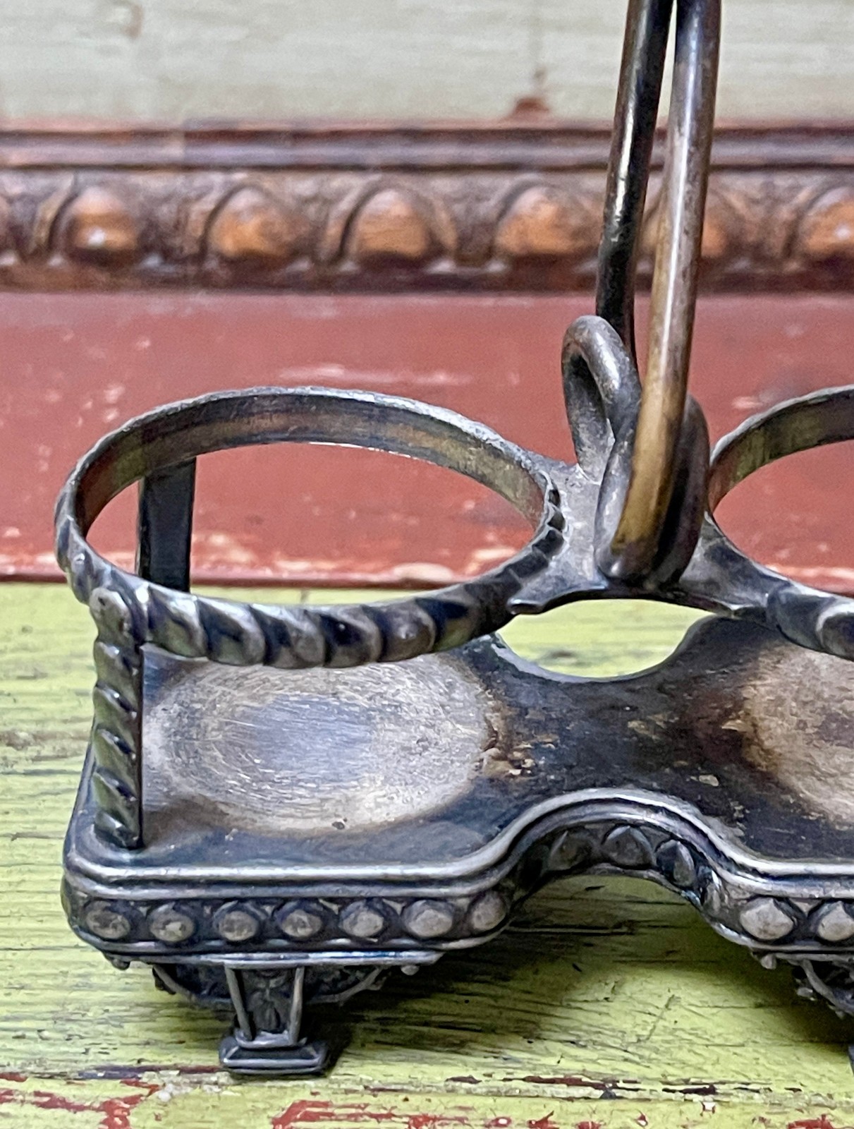 Antique Rogers Smith Quadruple 85 Silverplate Condiment Caddy 4 Footed