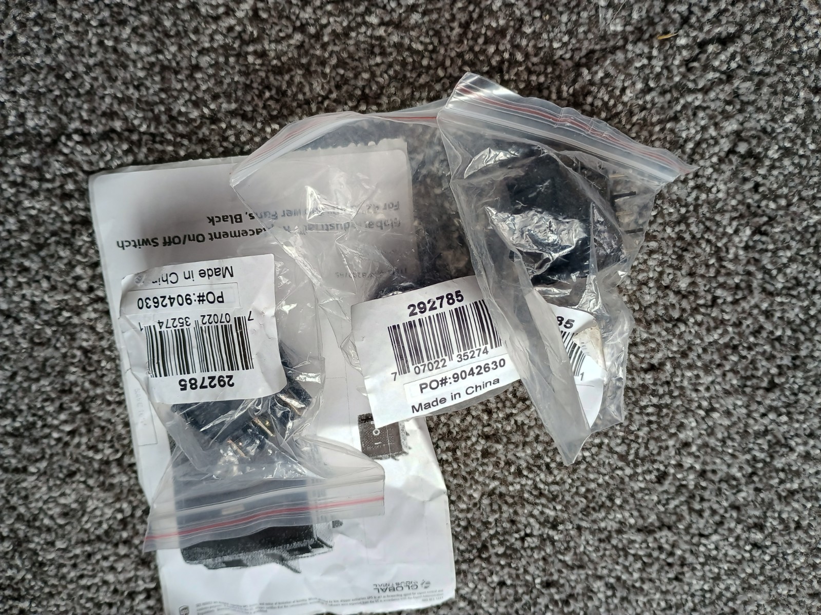 Global Industrial Replacement On/Off Switch For 42" & 48" Blower Fans Lot Of 3