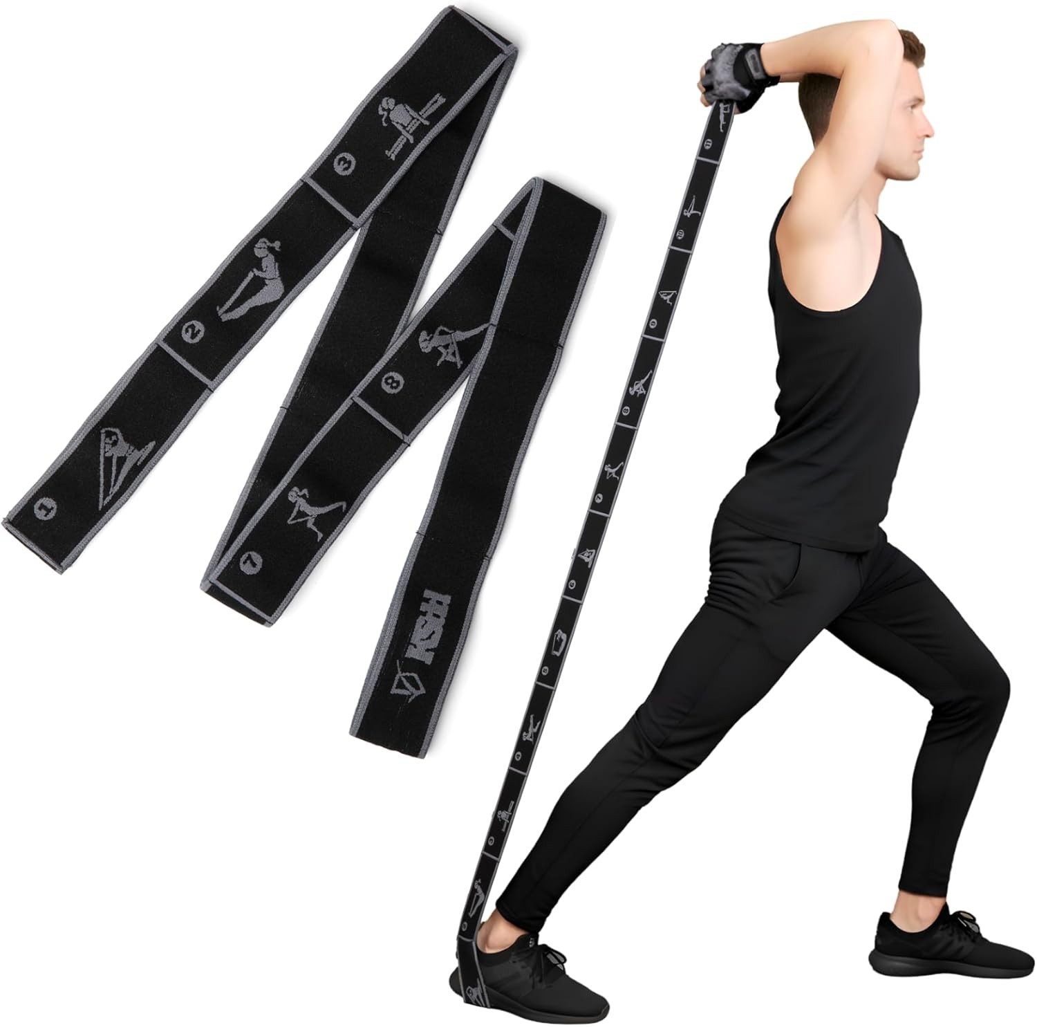 Elastic Yoga Strap with 11 Loops – Premium Stretch Band for Flexibility, Physica