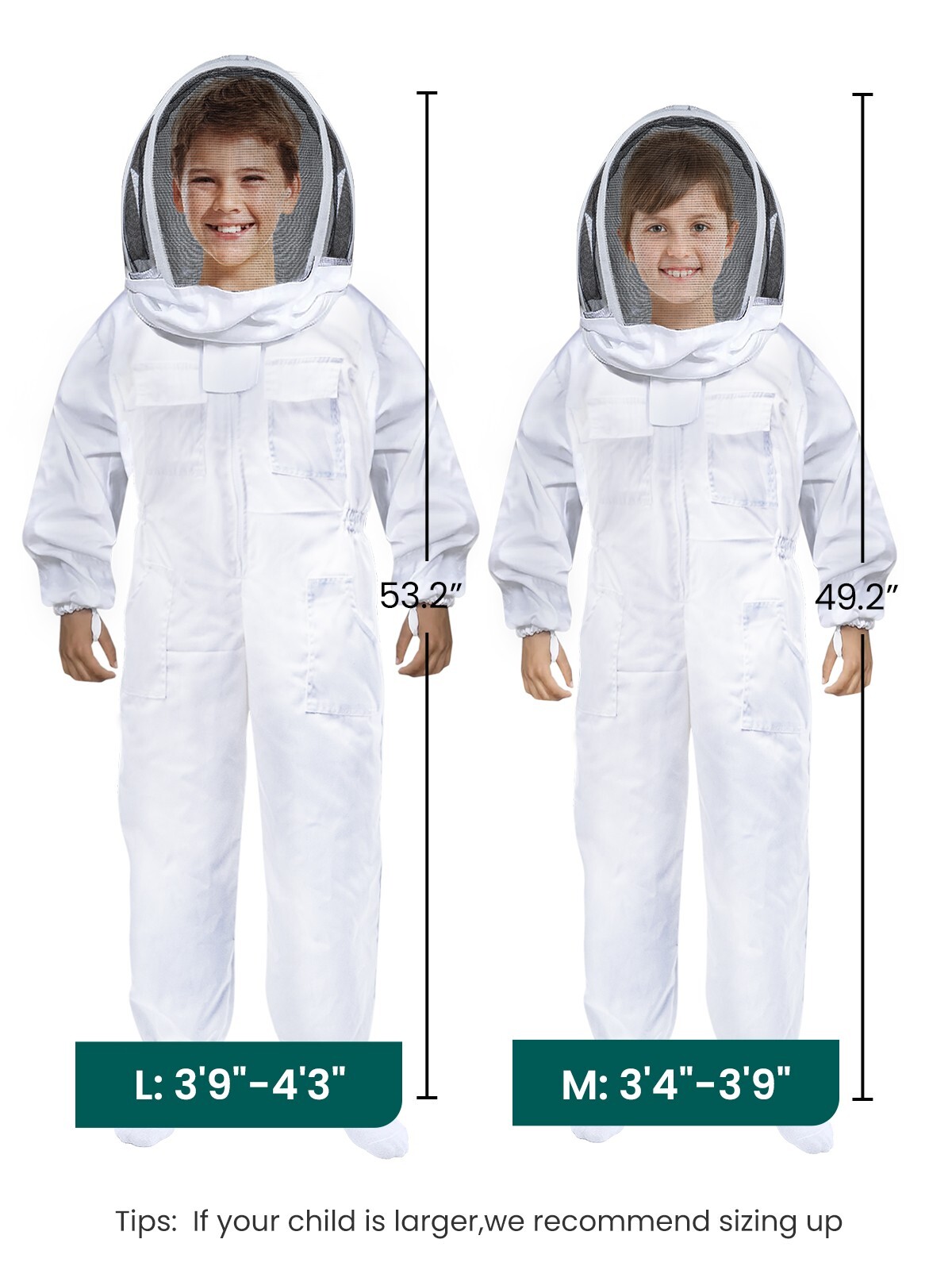 Kids Bee Suit with Fencing Veil Hood and Gloves Sting Proof Children Clothes L