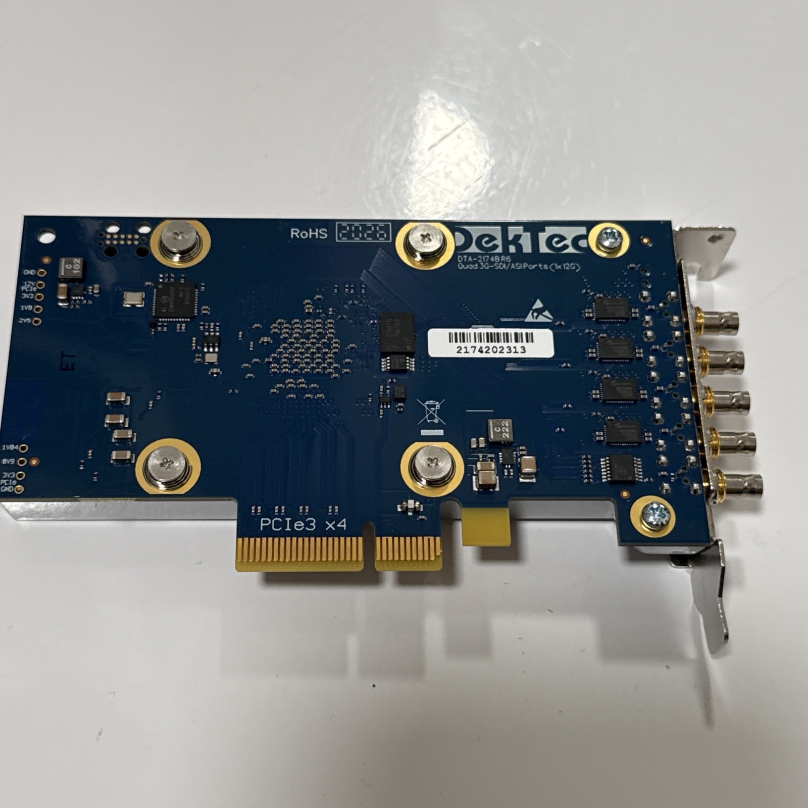 DekTec DTA-2174B Quad 3G-SDI/ASI PCIe Card (1x 12G-SDI) - 4K Genlock