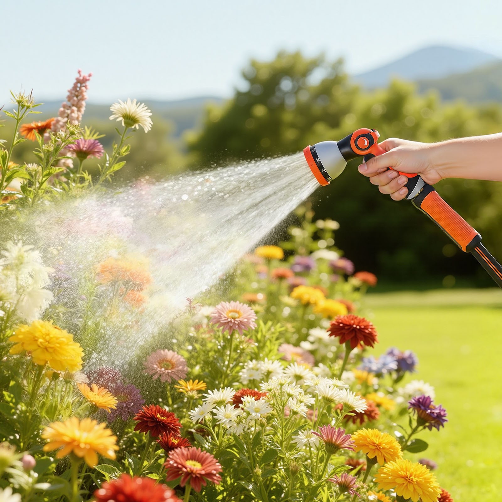 VEVOR Garden Hose 200ft 5/8" Rubber Water Hose with 10-Mode Nozzle Lightweight