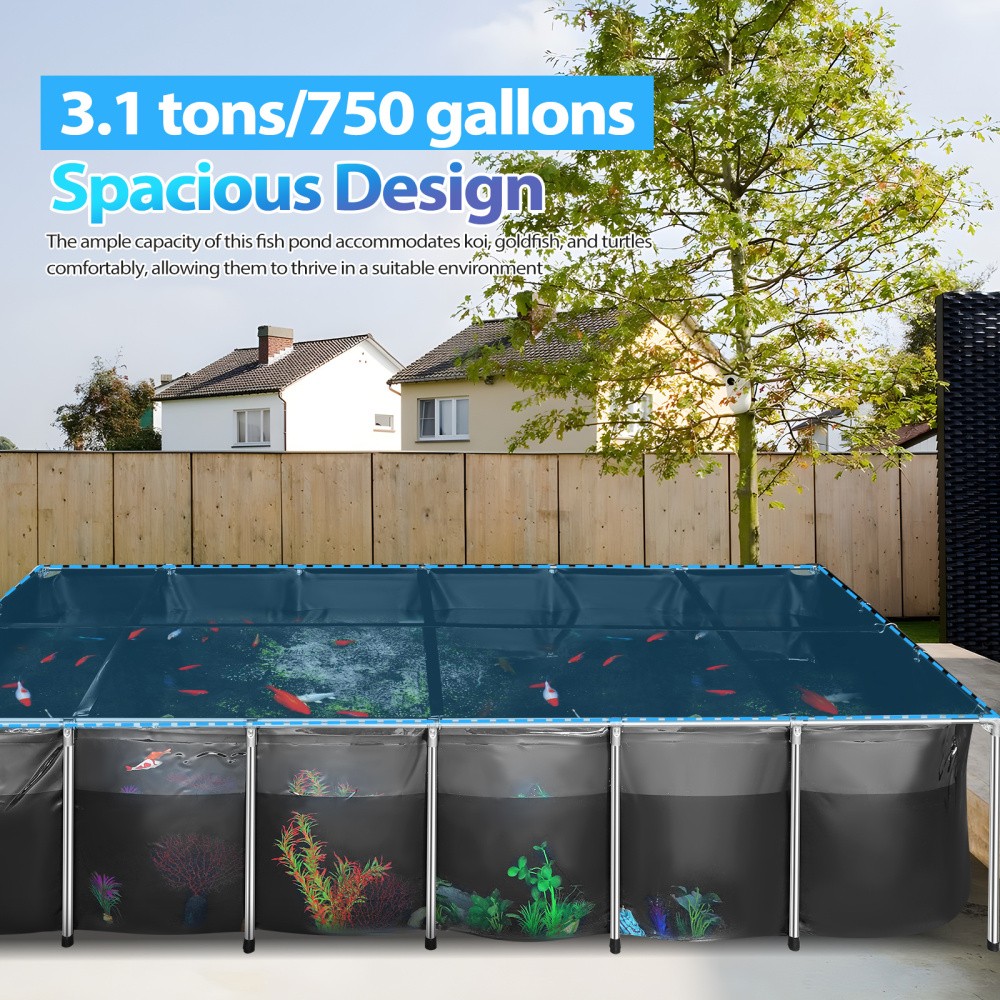 KOI Aquarium Tank Above Ground Fish Pond 750 Gal Foldable Canvas Fish Pool Pond