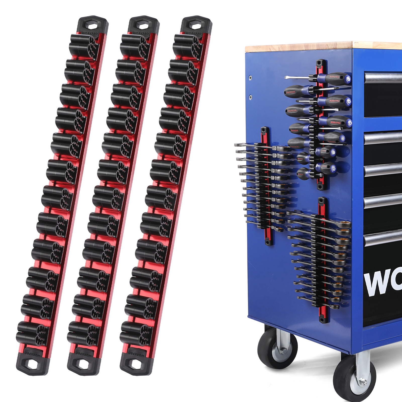 WORKPRO Magnetic Screwdriver Organizer&Wrench Organizer (Tools not Included) NEW