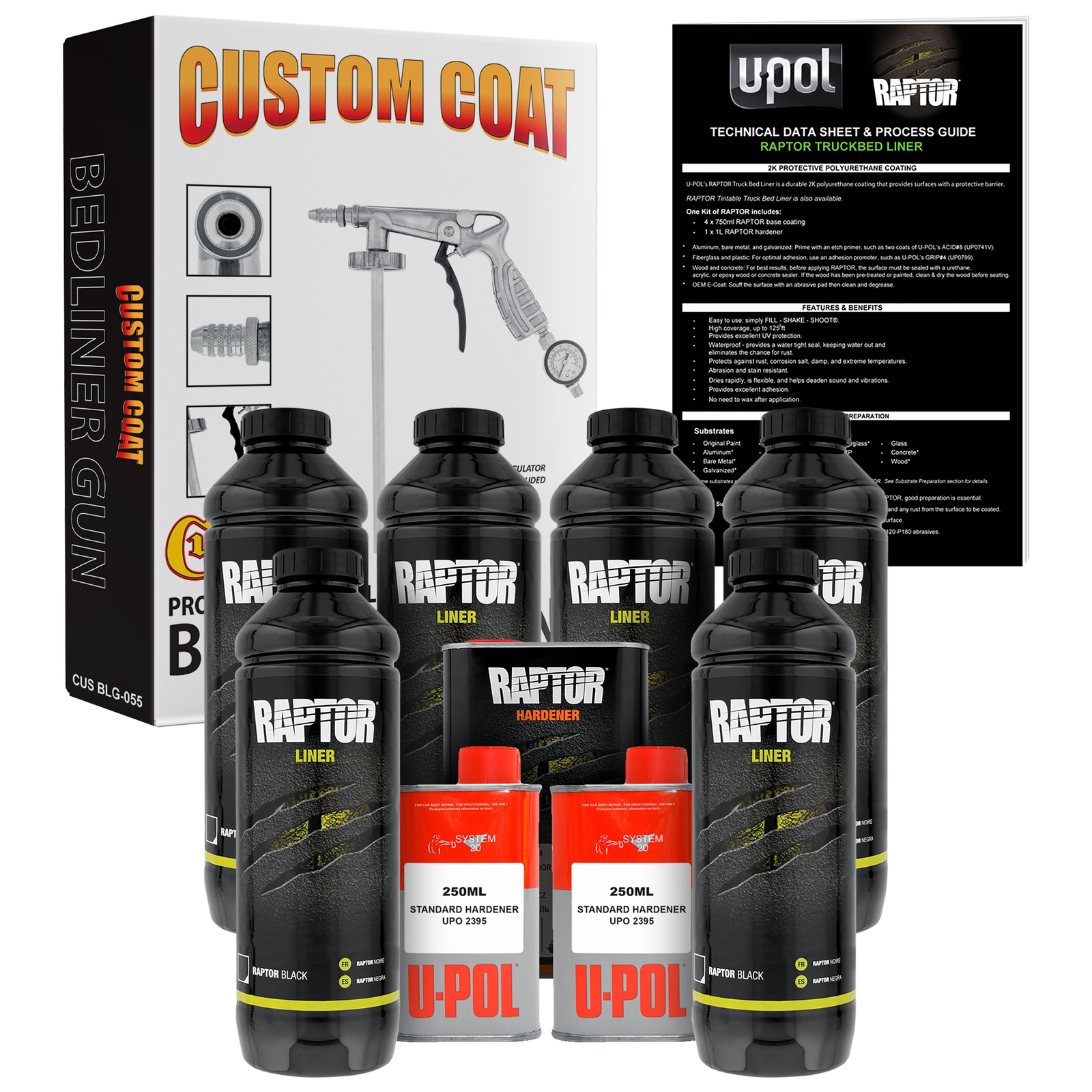 Raptor Black Urethane Spray-On Truck Bed Liner Spray Gun, 6 Liters
