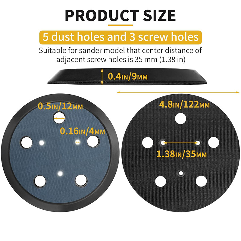 For Porter Cable 13904 13909 333 334 332 5" 5-Hole Hook & Loop Orbit Sander Pad