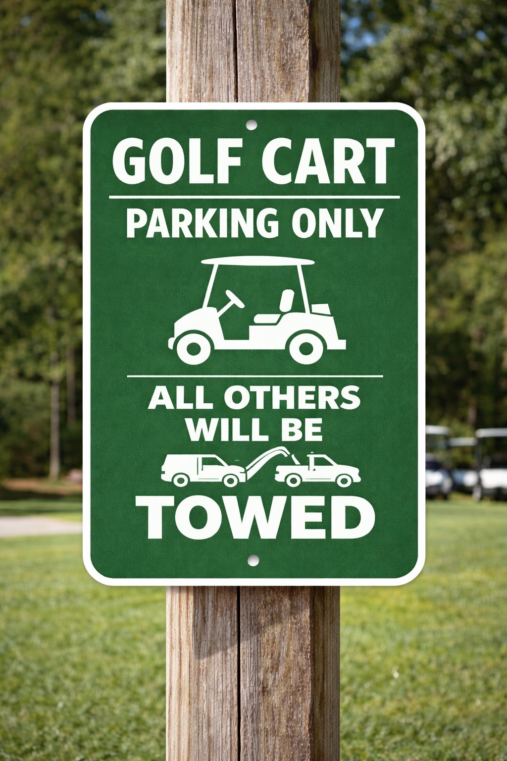 Golf Cart Parking Only Sign Funny Golf Cart Will Be Towed Metal Sign Golf Course