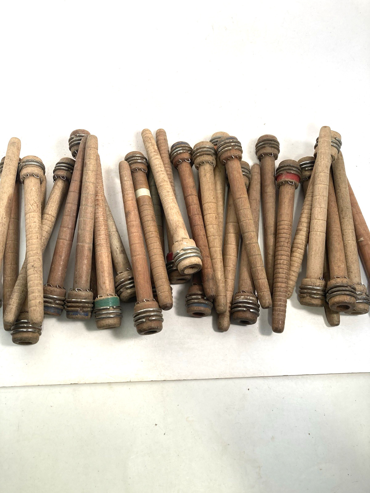 Wood Bobbins Wood Quills Vintage Factory Reclaimed Industrial 7 3/8", lot of 30