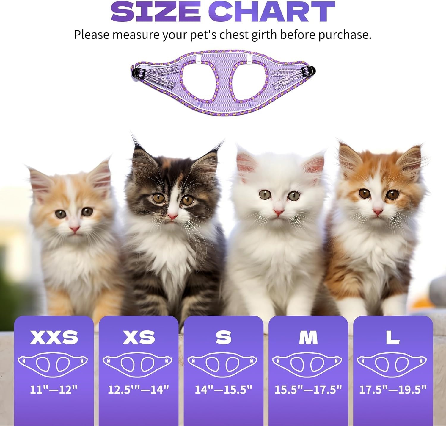 Cat Harness and Leash Set, Escape Proof Kitten Harness (Pink,Chest:14"-15.5")