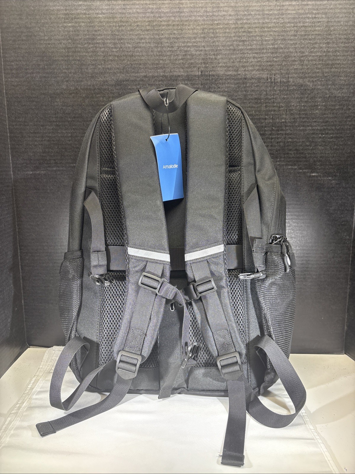 NWT-Amalodie Outdoor Recreation Backpack Black Adjustable Size 20 x 14 Terylene