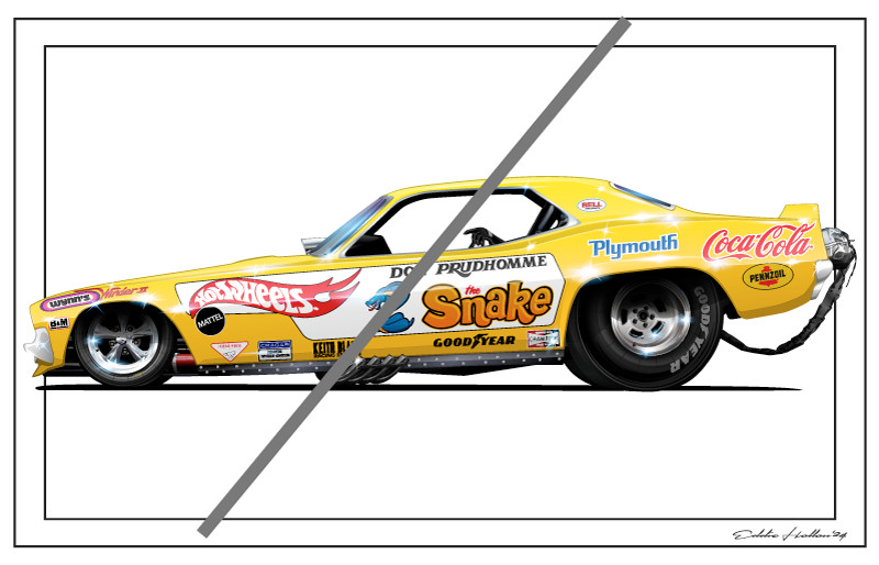 Don the Snake Prudhomme Snake I Barracuda Funny Car 28X18" Poster FC028