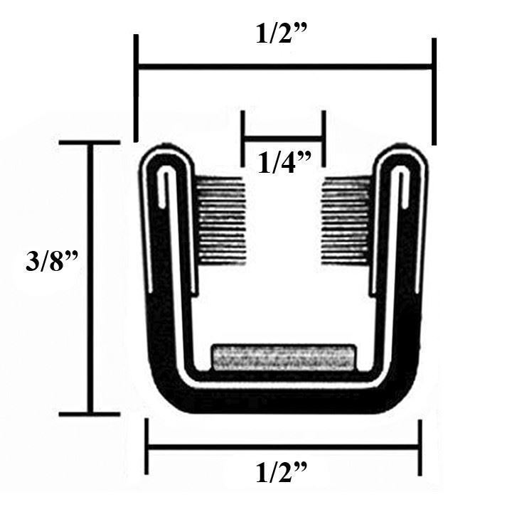 Automotive Felt Window Channel. 32.5" Long - 1/2" Wide - 3/8" Tall, Pair