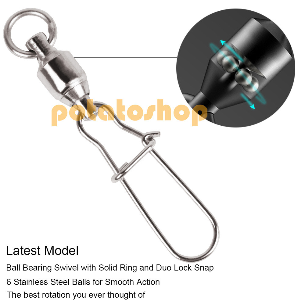 50/100pcs Duo Lock Snap Fishing Ball Bearing Swivels 26-132Lbs Tackle Saltwater