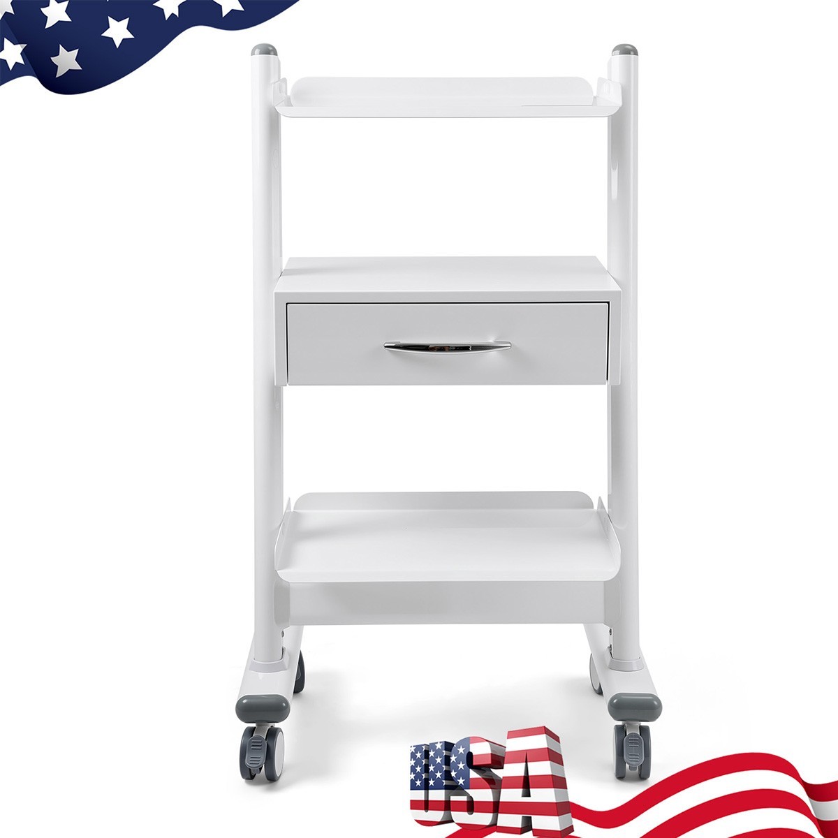 3 Layer Dental Trolley Mobile Instrument Cart Medical Tool Cart with Socket