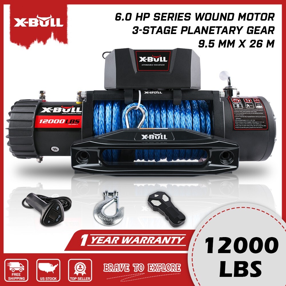 X-BULL 12V Electric Winch 10000lb-14500lb Truck Towing Jeep Winch 4WD Off-Road