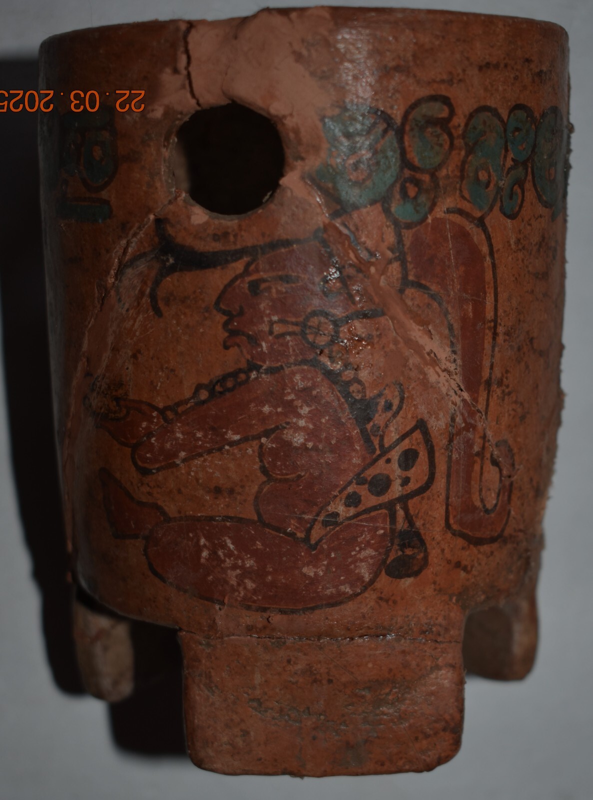 BEAUTIFUL MAYAN BOWL, GODS AND GLYPHS 5"