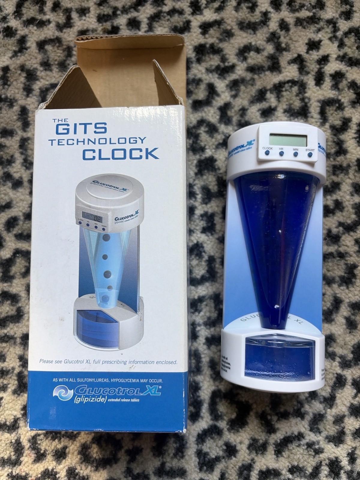 2001 Pfizer Glucotrol XL GITS Technology Desk Clock Promo Liquid Motion Untested