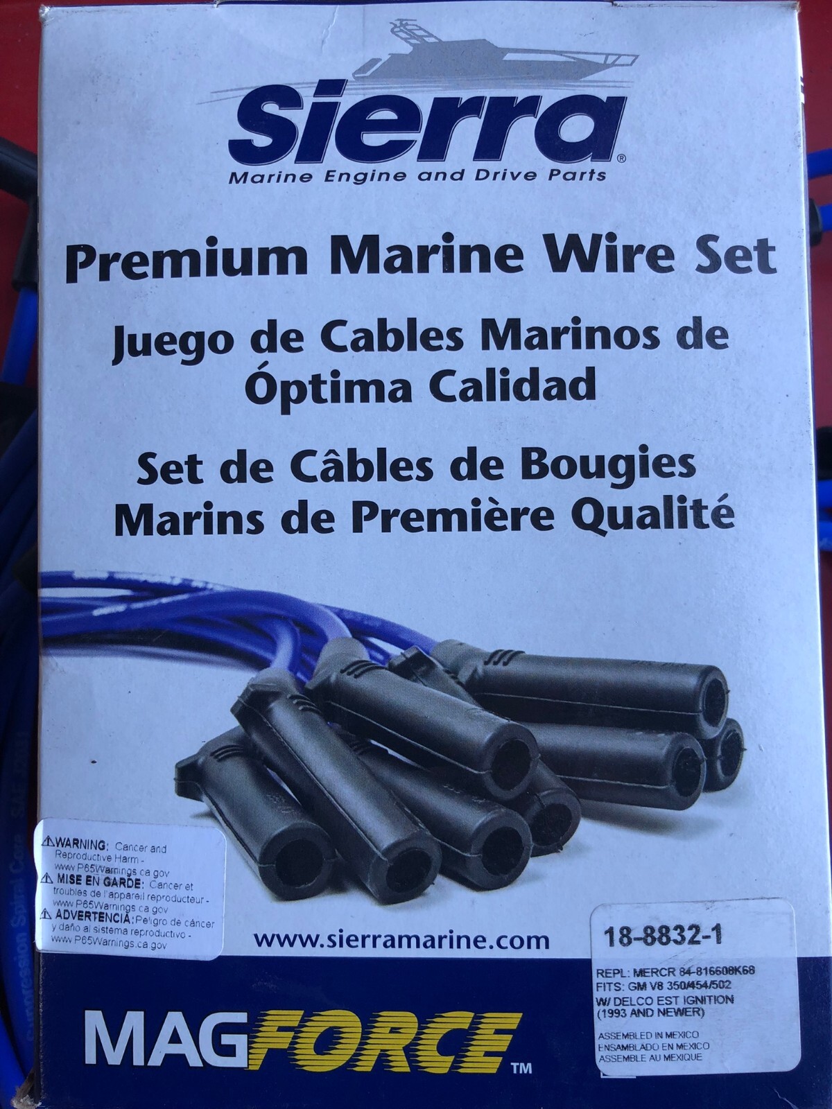 SIERRA 18-8832-1 SPARK PLUG WIRE SET FOR MERCRUISER 350 454 502 BOAT MARINE