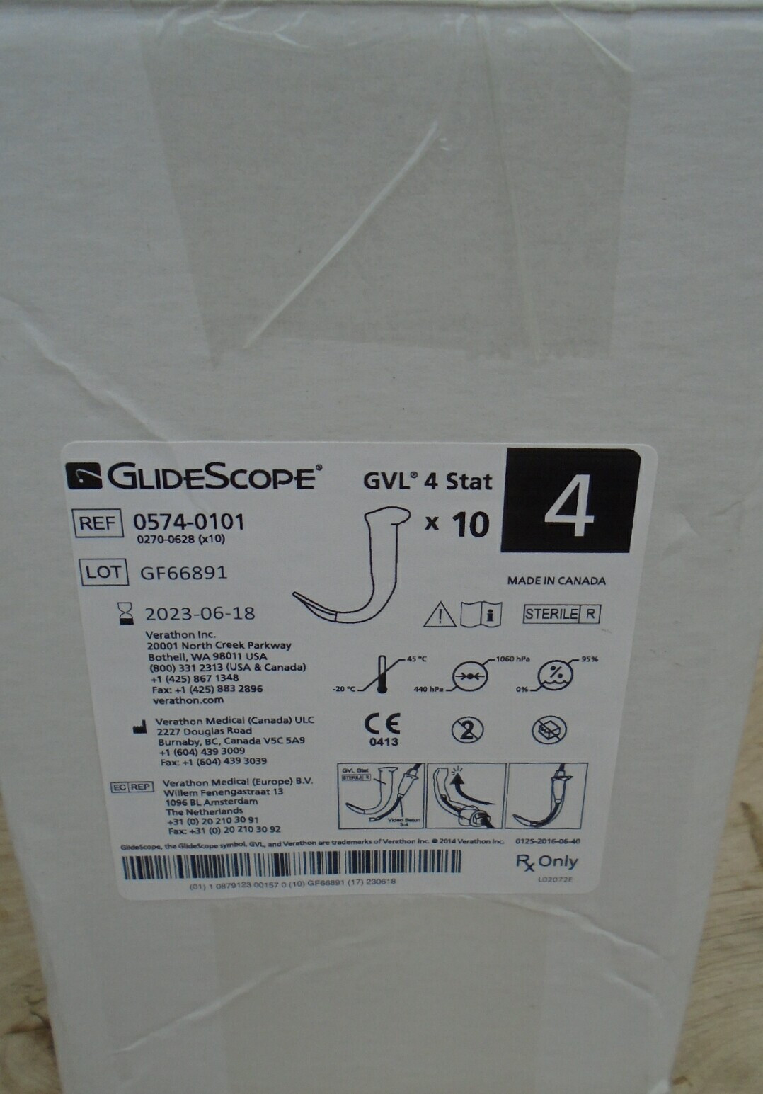 NEW Box of 10 Glidescope GVL 4 Stat video laryngoscope 0101 Verathon Blade FREE
